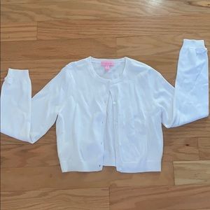 Lilly Pulitzer White Cardigan crop sweater